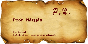Poór Mátyás névjegykártya
